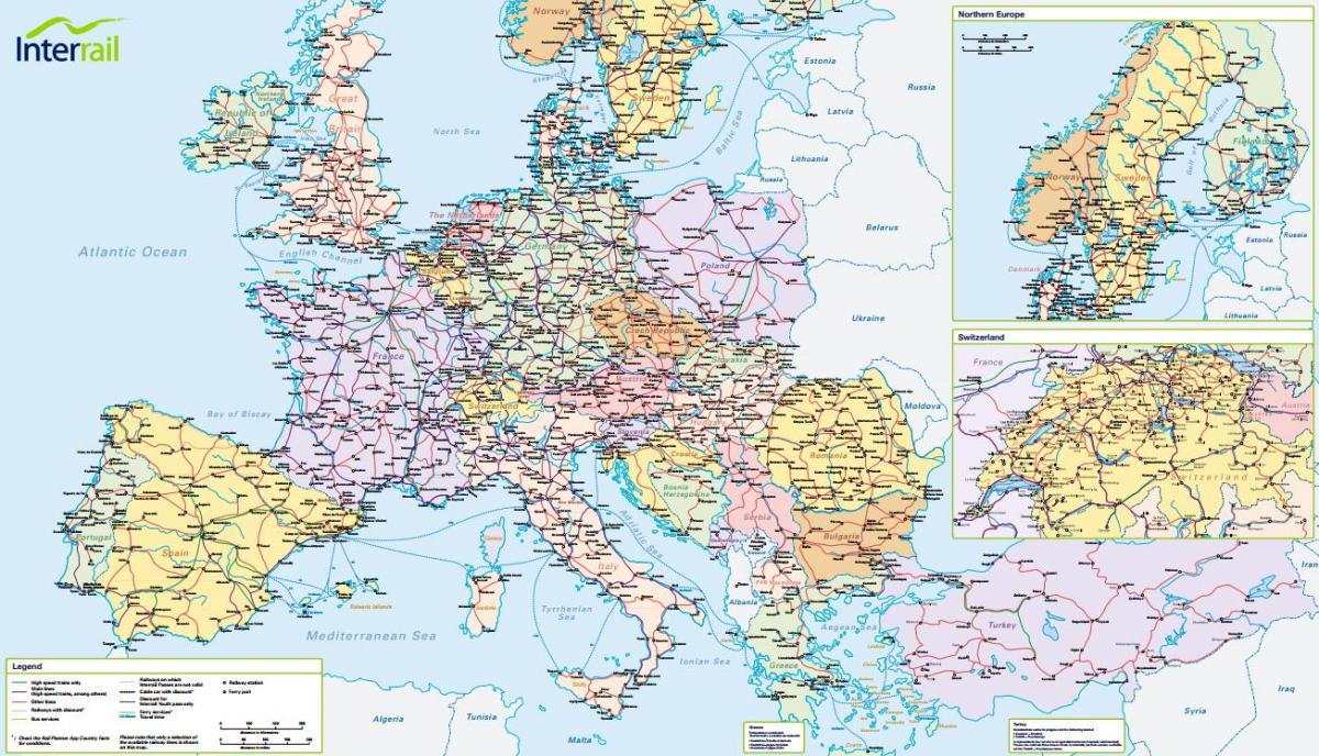 kartta interrail sveitsi 