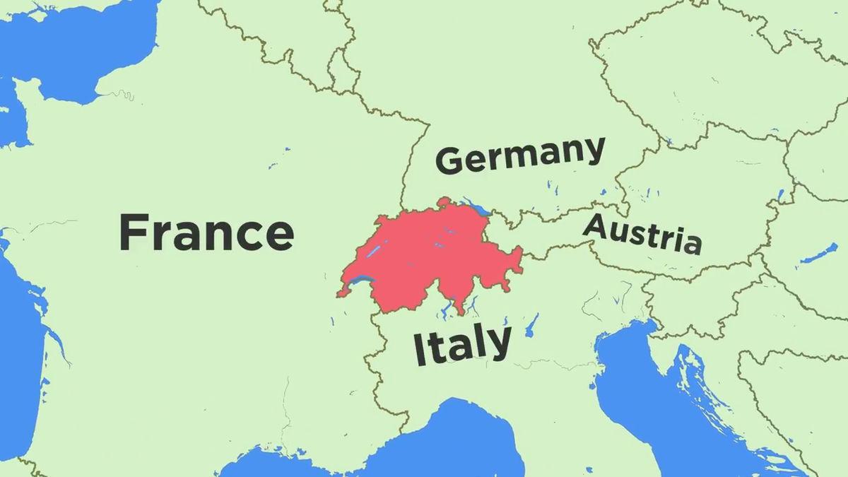 kartta sveitsissä ja naapurimaiden