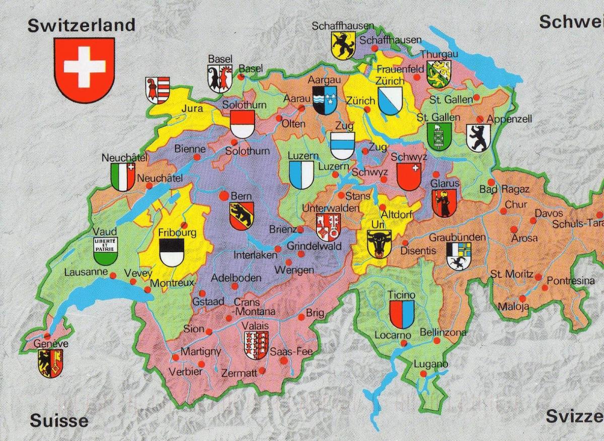 kartta sveitsin turisti nähtävyyksiä