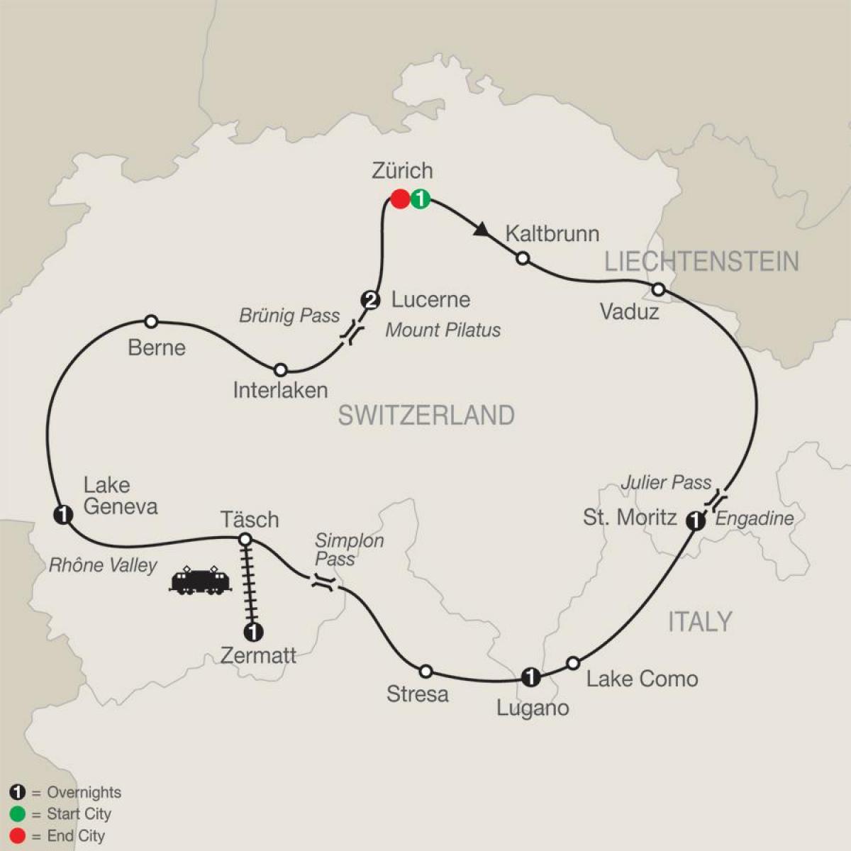 Sveitsi maisema-asemat kartalla - Kartta sveitsi maisema-asemat  (Länsi-Eurooppa - Eurooppa)