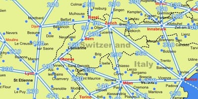 Kartta sveitsi kartta matkoja