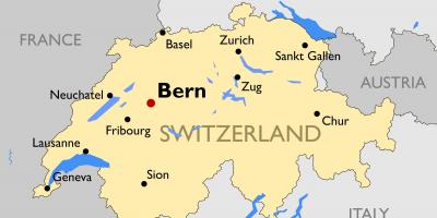 Kartta sveitsin suurimmissa kaupungeissa