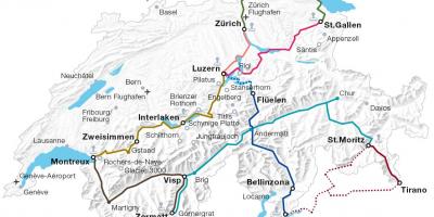 Sveitsi juna reittikartta